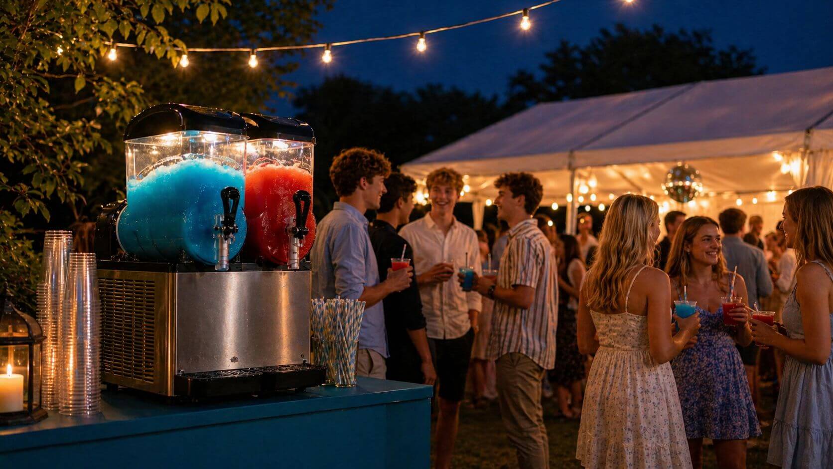 Slush ice-maskine til leje hos Minglo